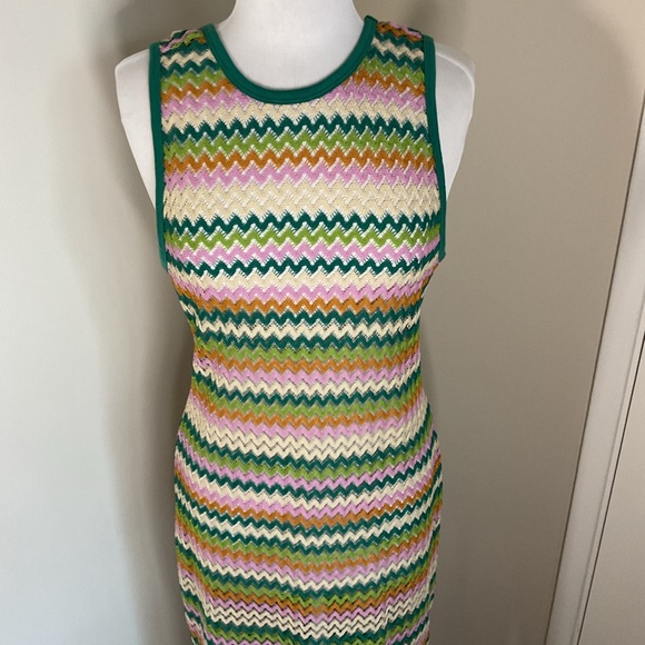 Miken Swim Colorful Knit Chevron Swim Coverup Sleeveless Zig Zag Pattern Size XL - Picture 3 of 8